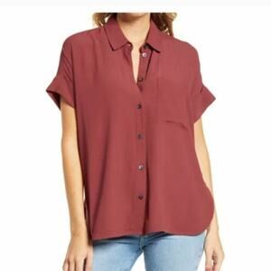 Madewell Daily Drapey Maroon Red Button Down Blouse Size Small